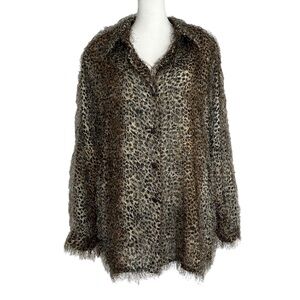 Ashley Stewart Semi Sheer Animal Print Long Sleeve Shirt (24W)